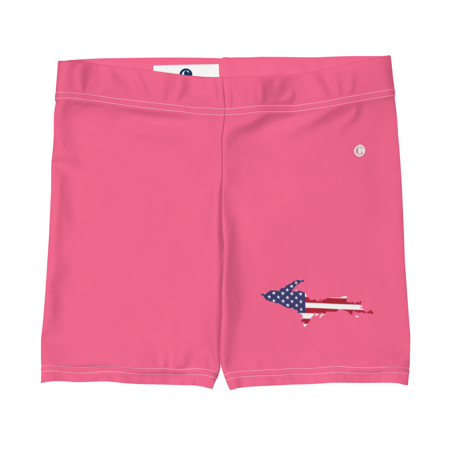 Michigan Upper Peninsula Tight Shorts (w/ UP Outline) | Rhodochrosite Pink