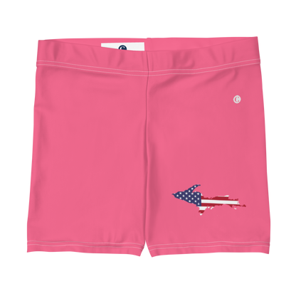 Michigan Upper Peninsula Tight Shorts (w/ UP Outline) | Rhodochrosite Pink