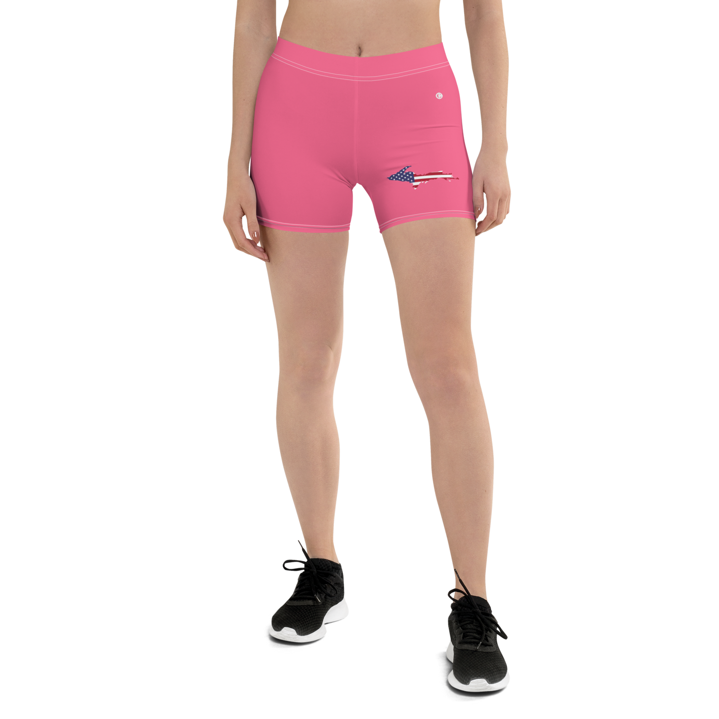 Michigan Upper Peninsula Tight Shorts (w/ UP Outline) | Rhodochrosite Pink