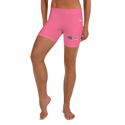 Michigan Upper Peninsula Tight Shorts (w/ UP Outline) | Rhodochrosite Pink