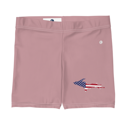 Michigan Upper Peninsula Tight Shorts (w/ UP Outline) | Cherry Blossom Pink