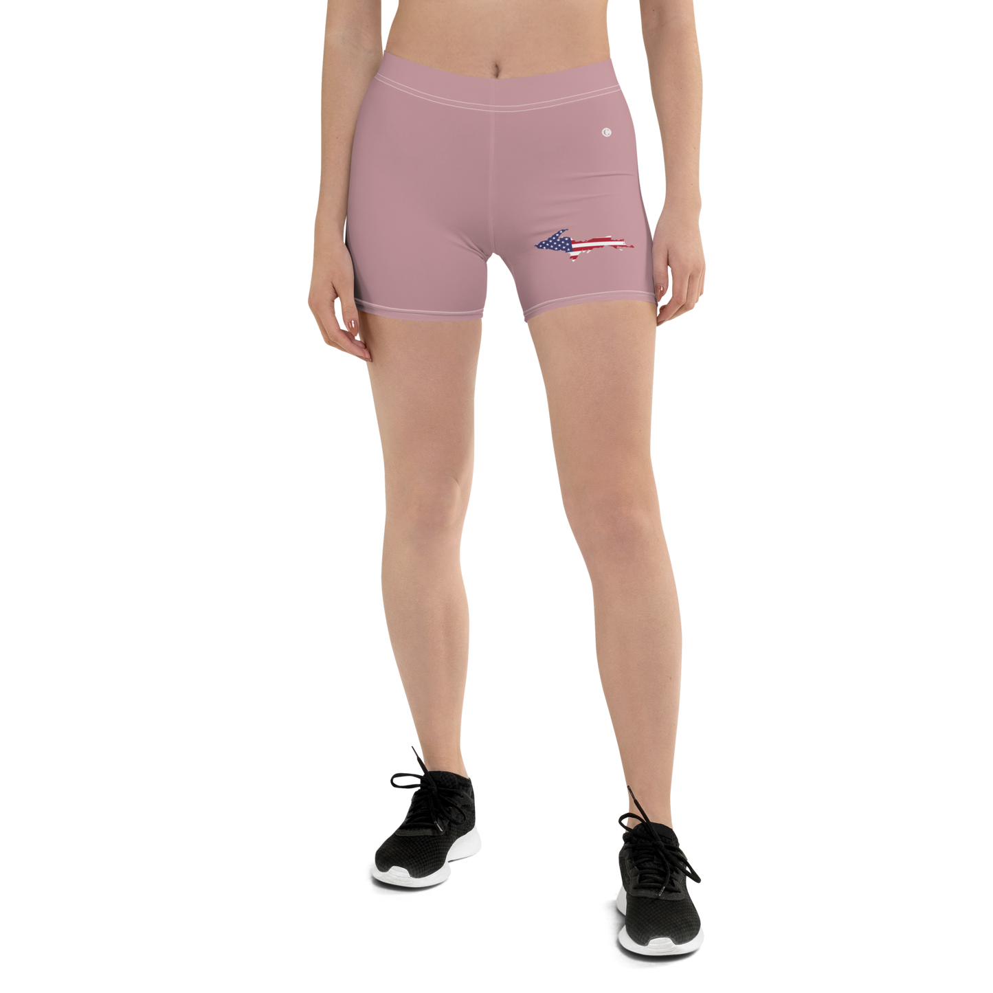 Michigan Upper Peninsula Tight Shorts (w/ UP Outline) | Cherry Blossom Pink