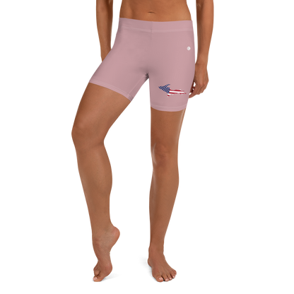 Michigan Upper Peninsula Tight Shorts (w/ UP Outline) | Cherry Blossom Pink