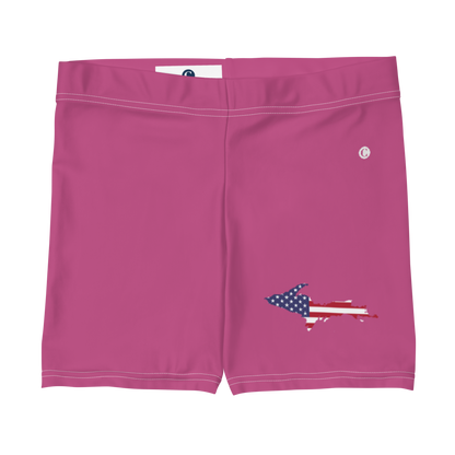 Michigan Upper Peninsula Tight Shorts (w/ UP Outline) | Apple Blossom Pink