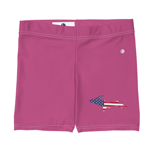 Michigan Upper Peninsula Tight Shorts (w/ UP Outline) | Apple Blossom Pink
