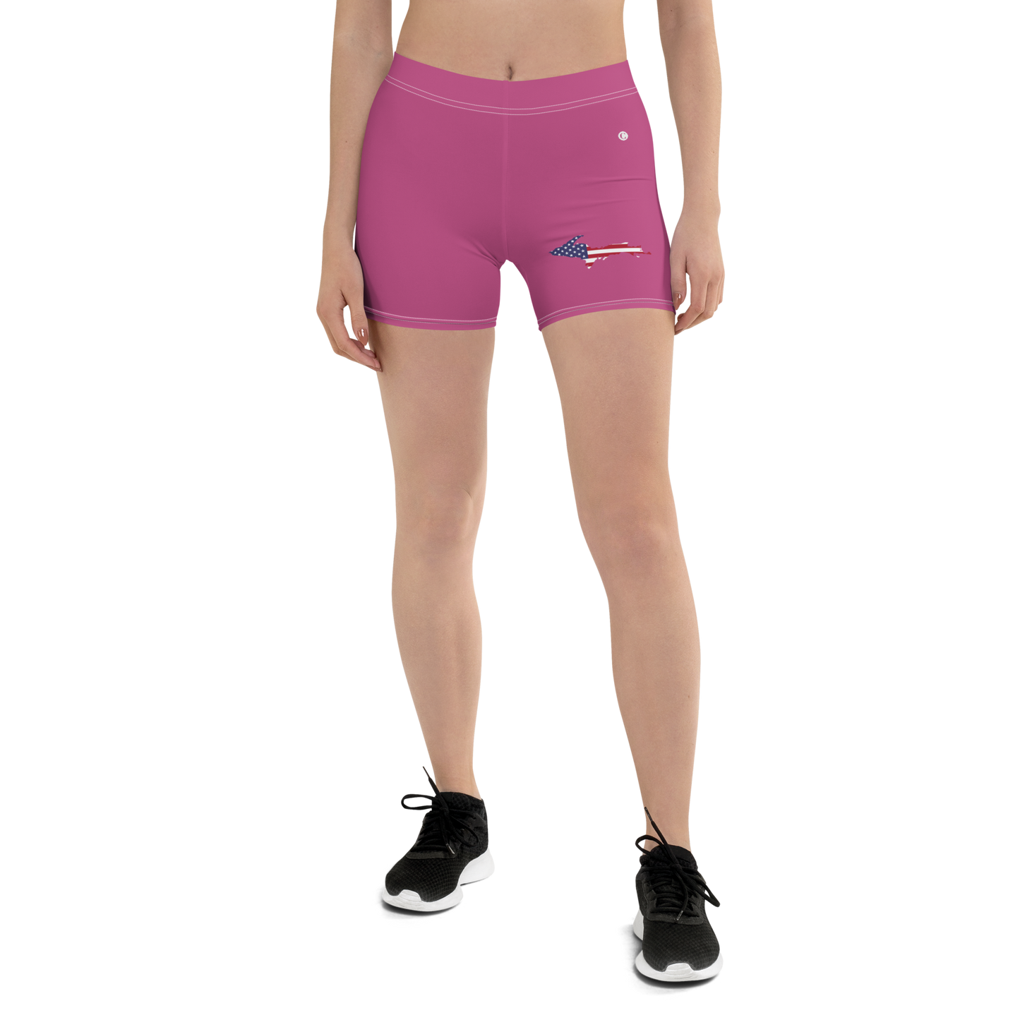 Michigan Upper Peninsula Tight Shorts (w/ UP Outline) | Apple Blossom Pink