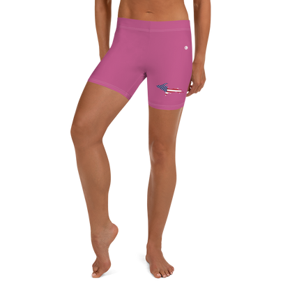 Michigan Upper Peninsula Tight Shorts (w/ UP Outline) | Apple Blossom Pink