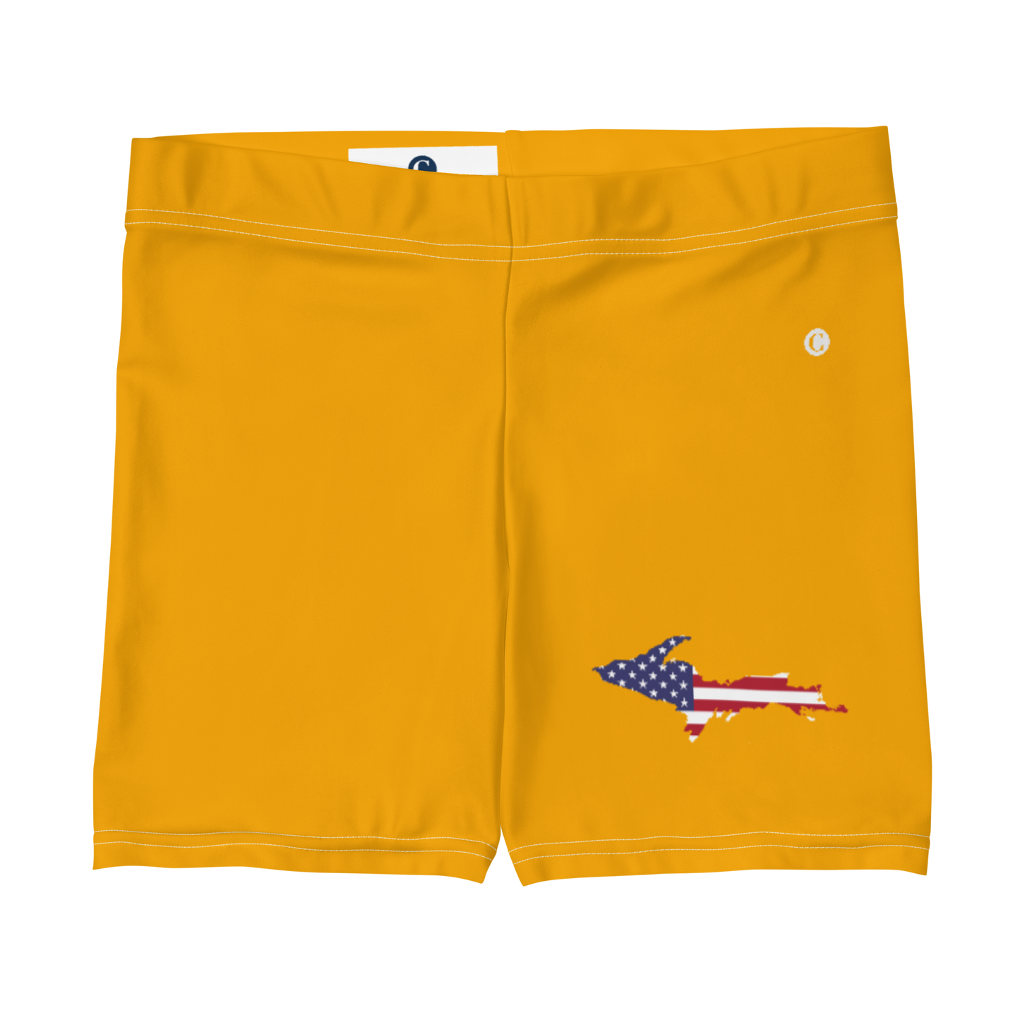 Michigan Upper Peninsula Tight Shorts (w/ UP Outline) | Birch Leaf Orange