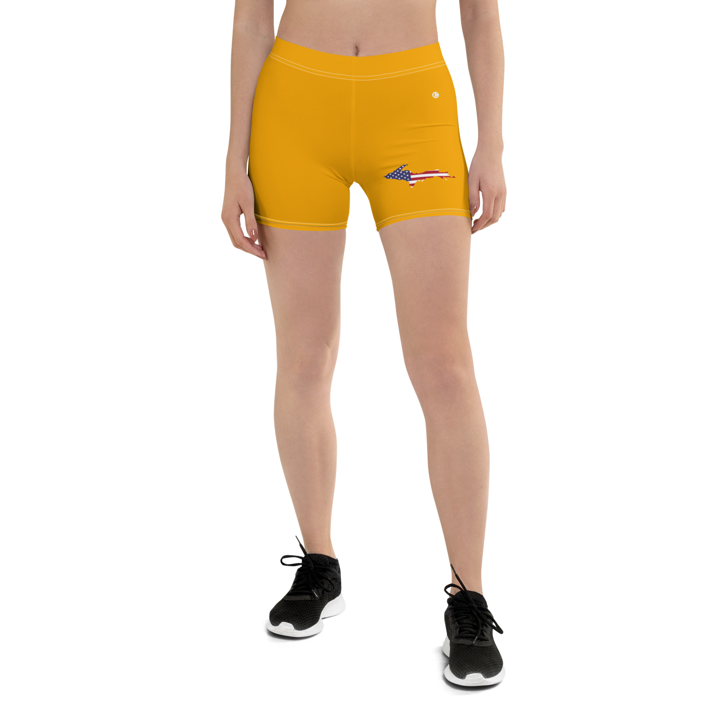 Michigan Upper Peninsula Tight Shorts (w/ UP Outline) | Birch Leaf Orange