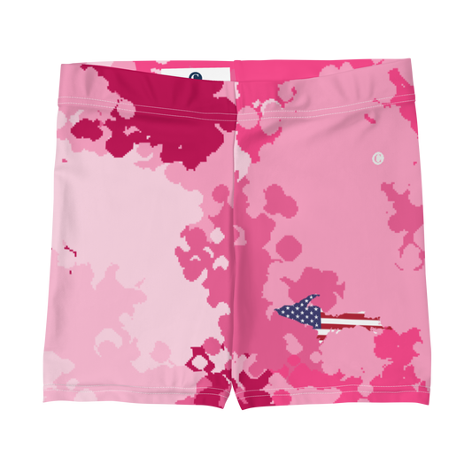 Michigan Upper Peninsula Tight Shorts (w/ UP Outline) | Pink Camo