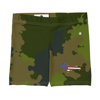 Michigan Upper Peninsula Tight Shorts (w/ UP Outline) | Woodland Camo