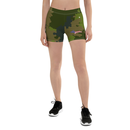 Michigan Upper Peninsula Tight Shorts (w/ UP Outline) | Woodland Camo