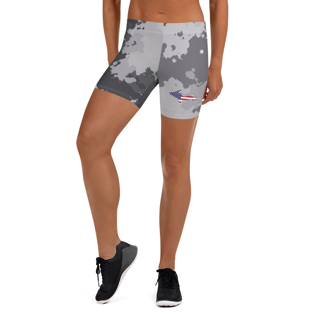 Michigan Upper Peninsula Tight Shorts (w/ UP Outline) | Iron Ore Camo