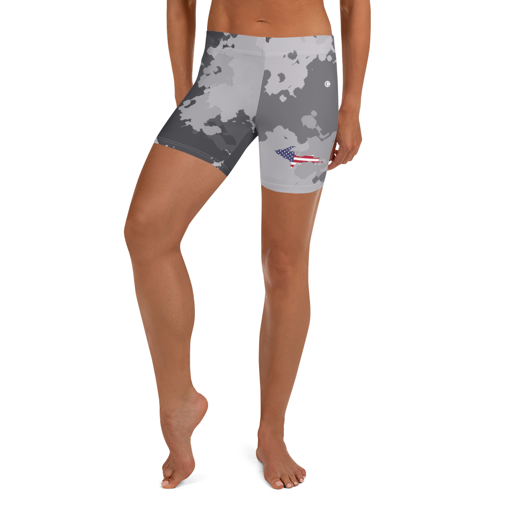 Michigan Upper Peninsula Tight Shorts (w/ UP Outline) | Iron Ore Camo