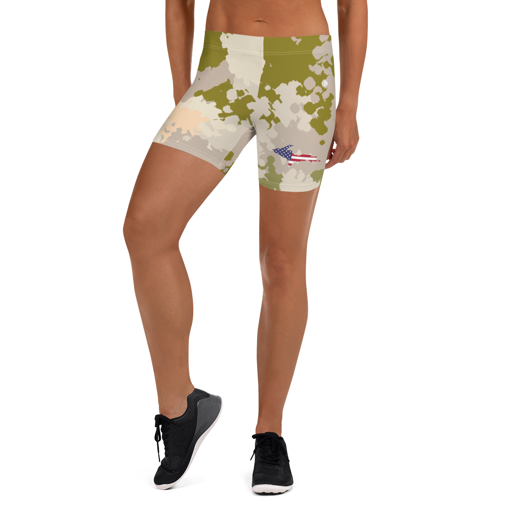 Michigan Upper Peninsula Tight Shorts (w/ UP Outline) | Rosy Mound Camo