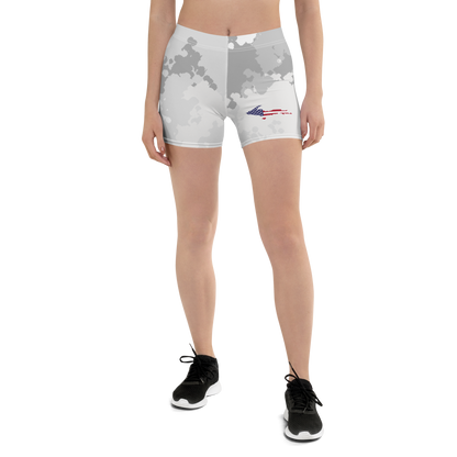 Michigan Upper Peninsula Tight Shorts (w/ UP Outline) | Snow Camo