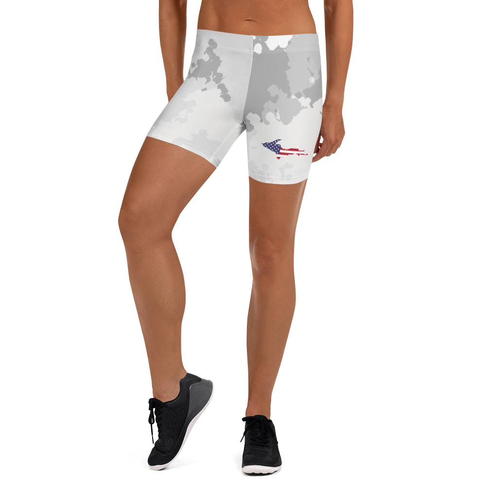 Michigan Upper Peninsula Tight Shorts (w/ UP Outline) | Snow Camo