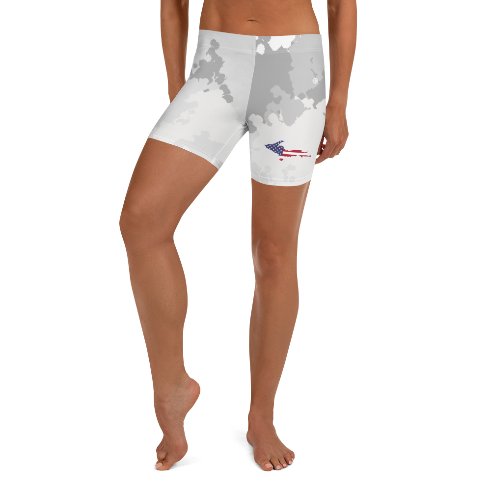 Michigan Upper Peninsula Tight Shorts (w/ UP Outline) | Snow Camo