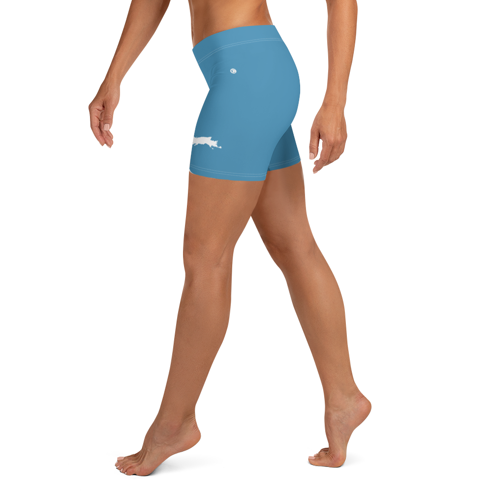 Michigan Upper Peninsula Tight Shorts (w/ UP Outline) | Lake Michigan Blue