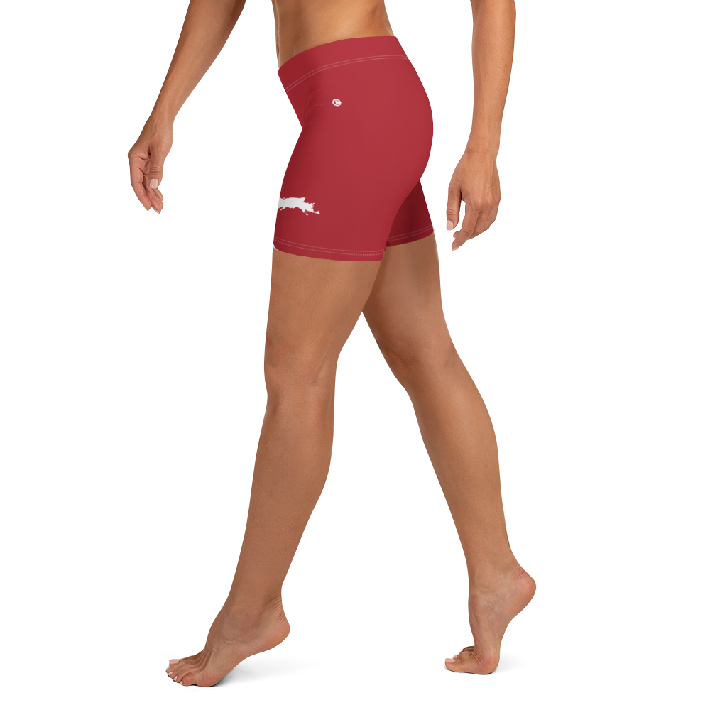 Michigan Upper Peninsula Tight Shorts (w/ UP Outline) | Thimbleberry Red