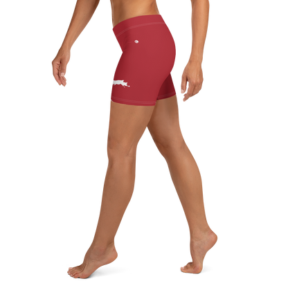 Michigan Upper Peninsula Tight Shorts (w/ UP Outline) | Thimbleberry Red