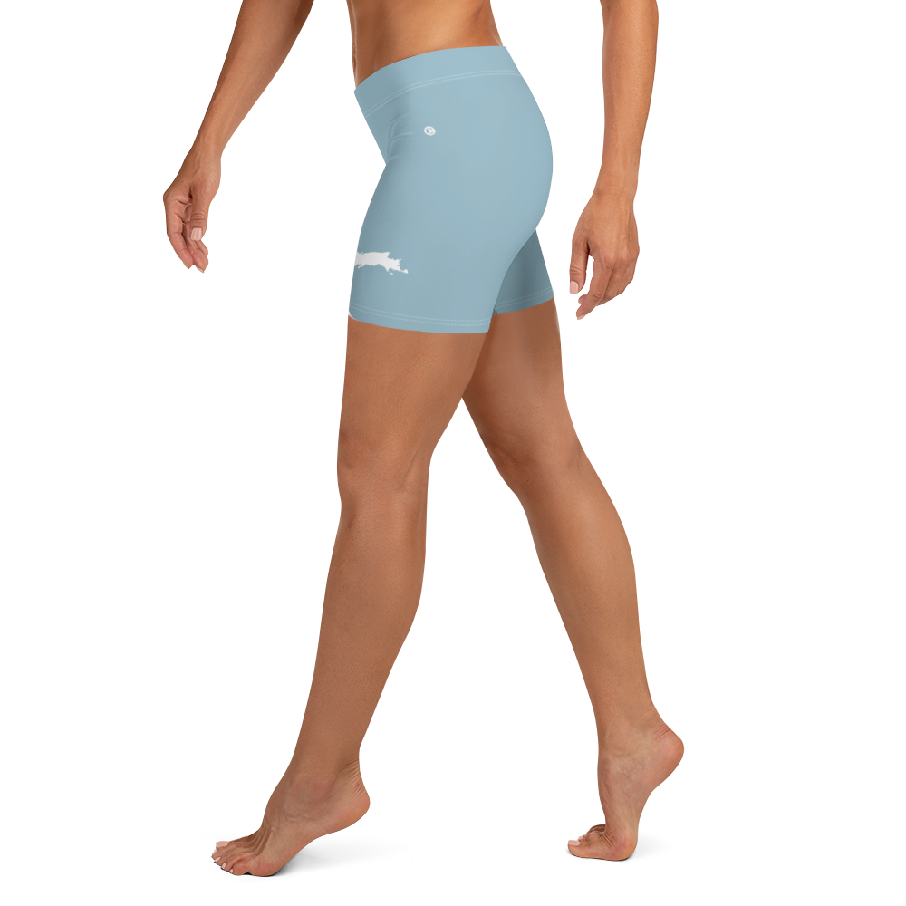 Michigan Upper Peninsula Tight Shorts (w/ UP Outline) | Opal Blue