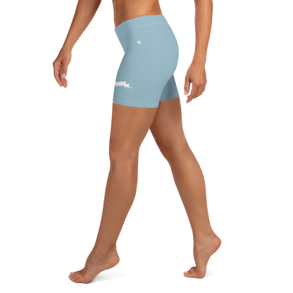 Michigan Upper Peninsula Tight Shorts (w/ UP Outline) | Opal Blue