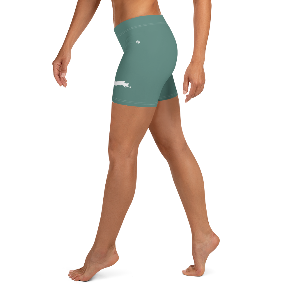 Michigan Upper Peninsula Tight Shorts (w/ UP Outline) | Copper Green