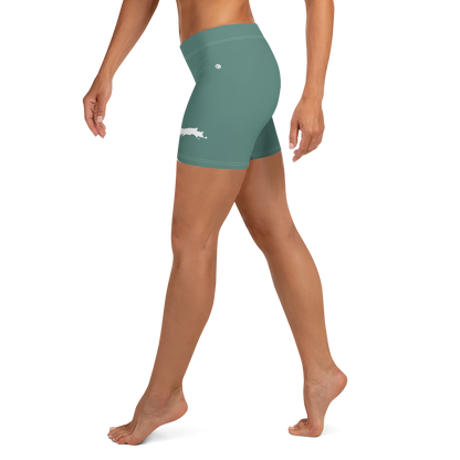 Michigan Upper Peninsula Tight Shorts (w/ UP Outline) | Copper Green