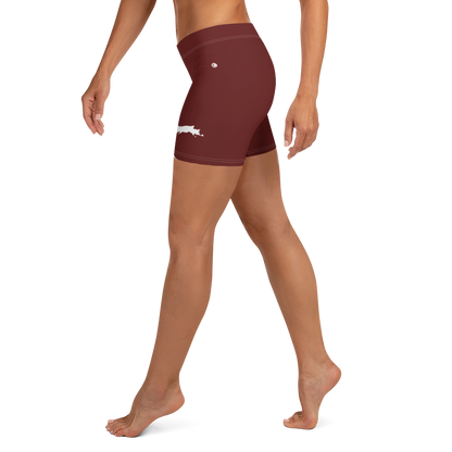 Michigan Upper Peninsula Tight Shorts (w/ UP Outline) | Cherrywood Color