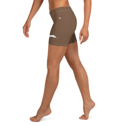 Michigan Upper Peninsula Tight Shorts (w/ UP Outline) | Coffee Color