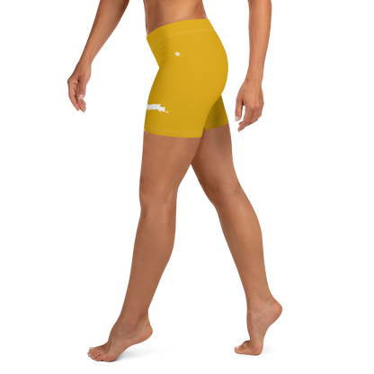 Michigan Upper Peninsula Tight Shorts (w/ UP Outline) | Gold