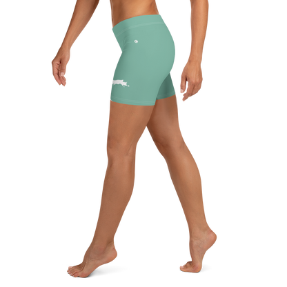 Michigan Upper Peninsula Tight Shorts (w/ UP Outline) | Metallic Mint Green