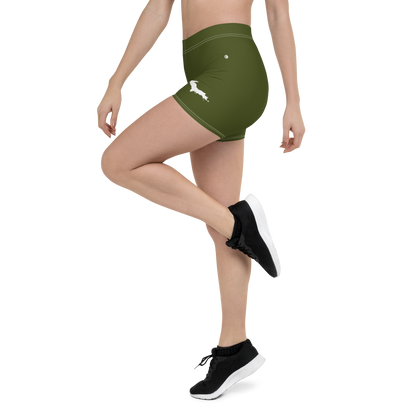 Michigan Upper Peninsula Tight Shorts (w/ UP Outline) | Army Green