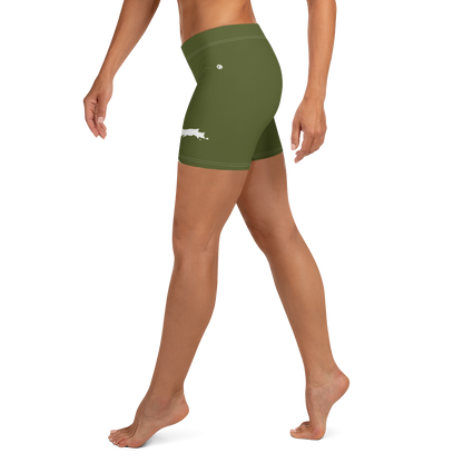 Michigan Upper Peninsula Tight Shorts (w/ UP Outline) | Army Green