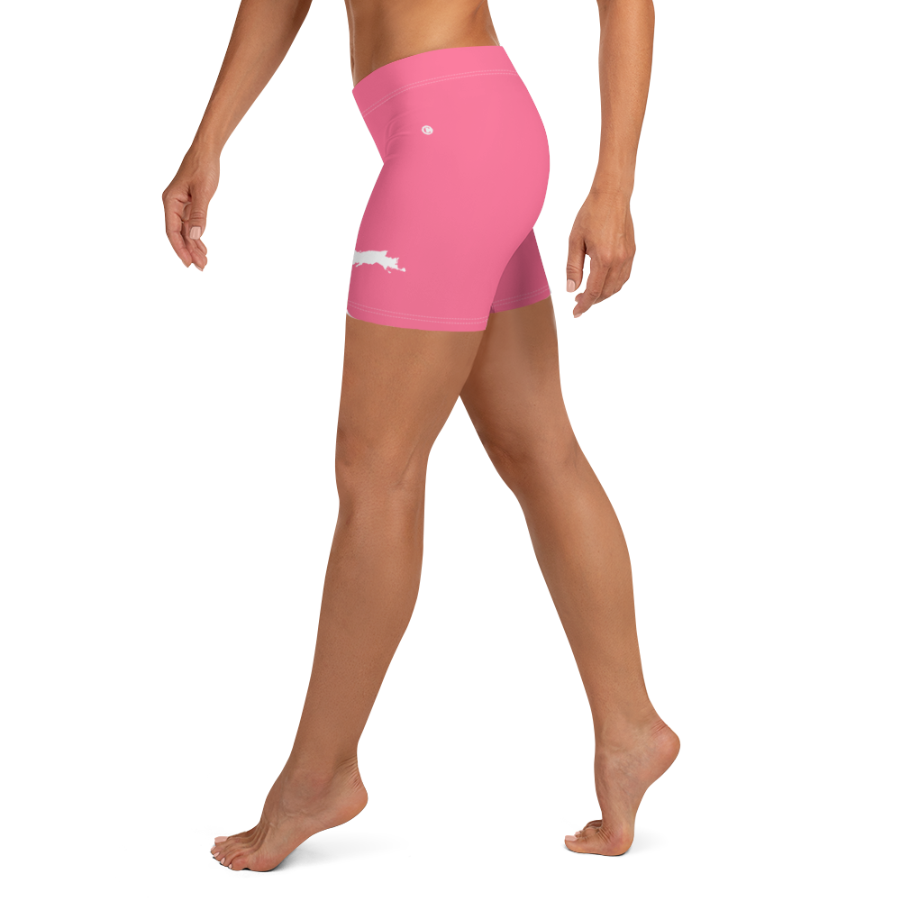 Michigan Upper Peninsula Tight Shorts (w/ UP Outline) | Rhodochrosite Pink