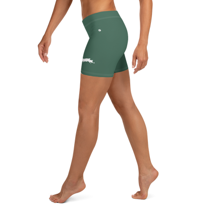 Michigan Upper Peninsula Tight Shorts (w/ UP Outline) | Ginger Ale Green