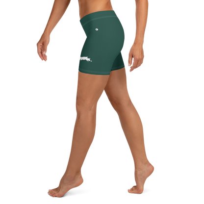 Michigan Upper Peninsula Tight Shorts (w/ UP Outline) | Laconic Green