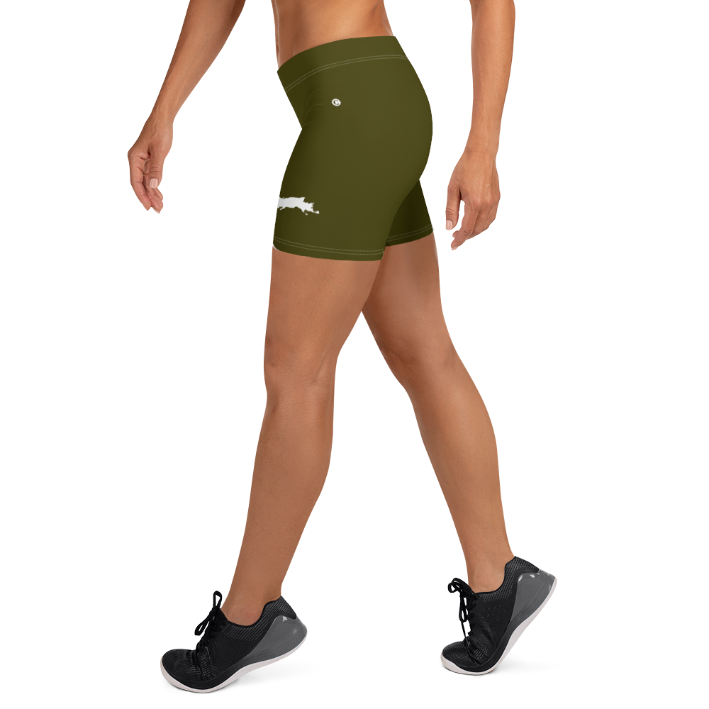 Michigan Upper Peninsula Tight Shorts (w/ UP Outline) | Military Green