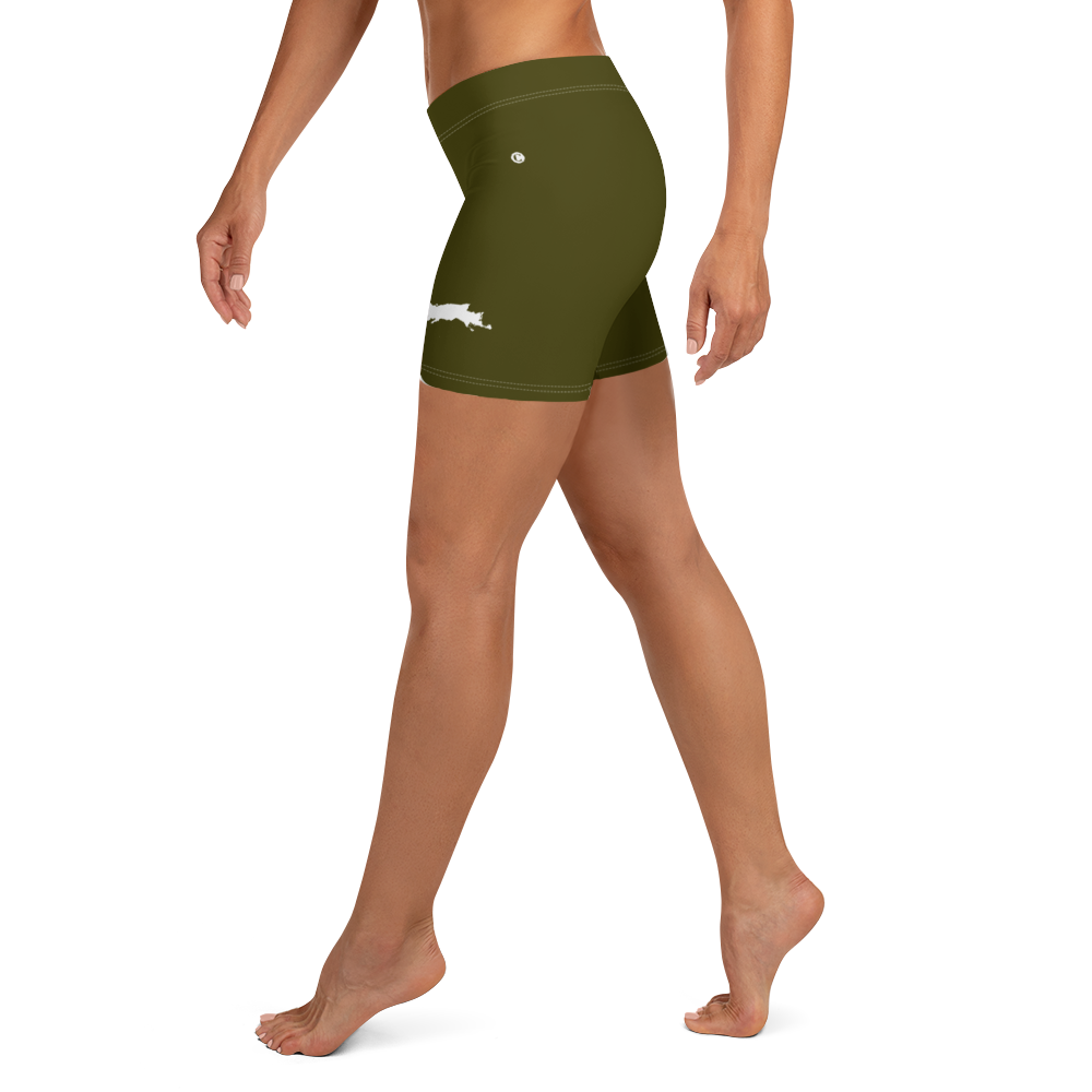 Michigan Upper Peninsula Tight Shorts (w/ UP Outline) | Military Green