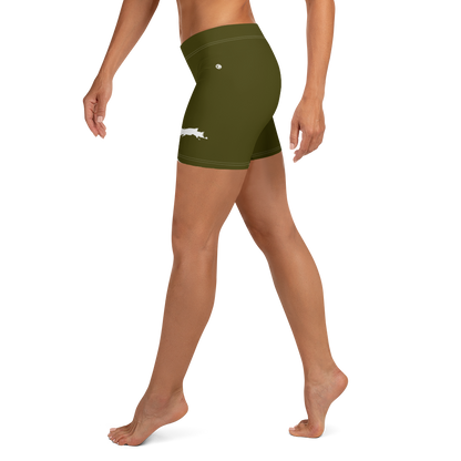 Michigan Upper Peninsula Tight Shorts (w/ UP Outline) | Military Green