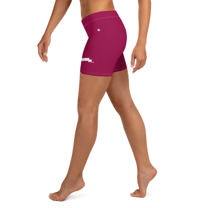 Michigan Upper Peninsula Tight Shorts (w/ UP Outline) | Burgandy