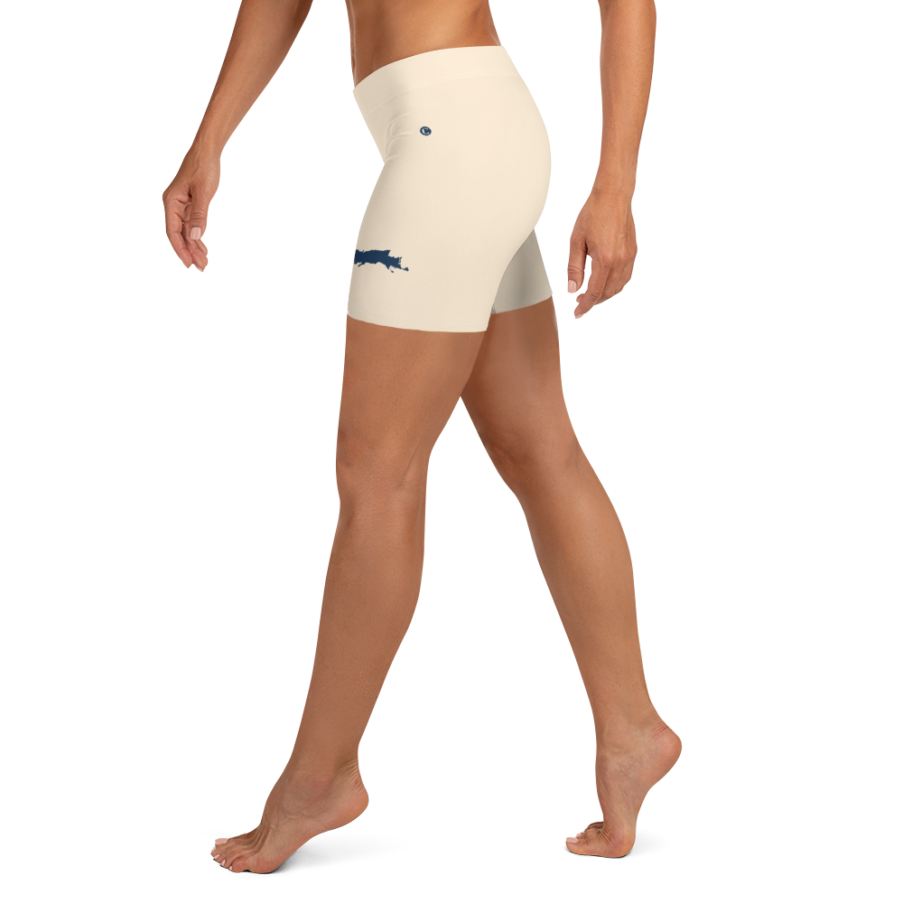 Michigan Upper Peninsula Tight Shorts (w/ UP Outline) | Champagne White