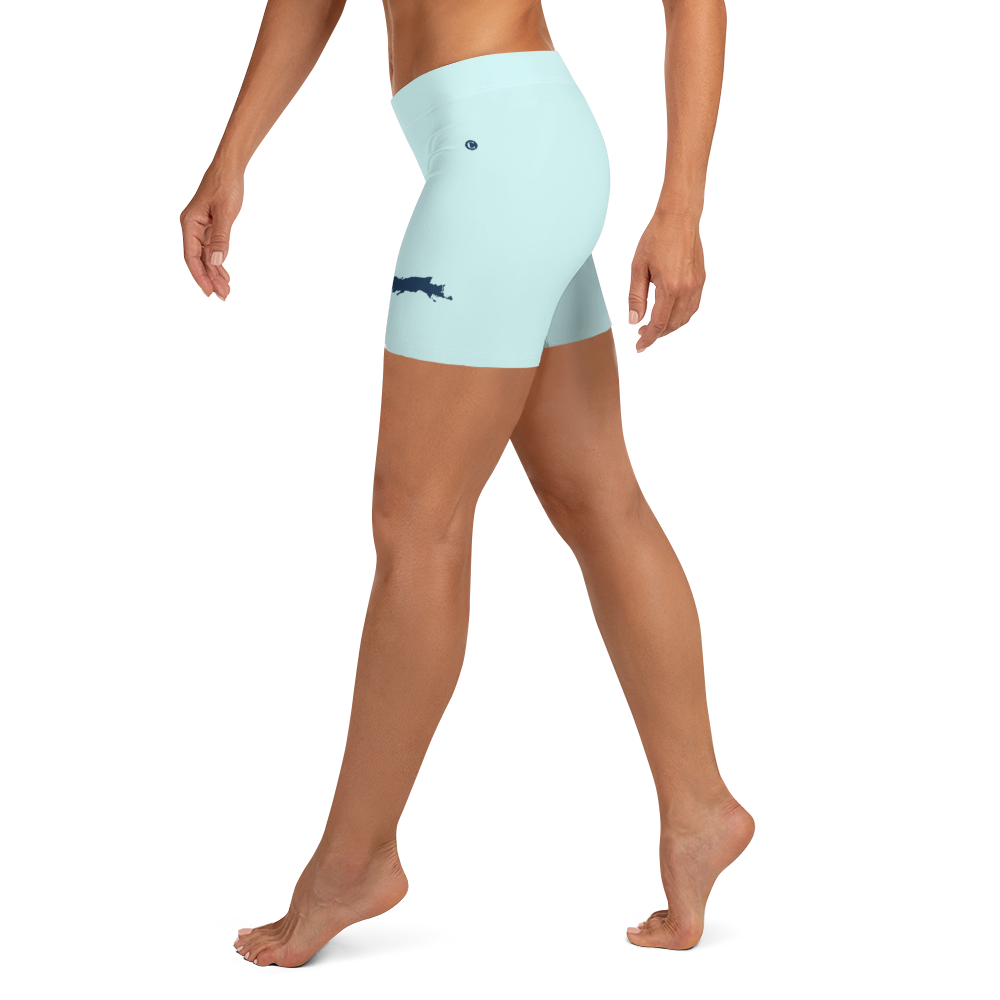 Michigan Upper Peninsula Tight Shorts (w/ UP Outline) | Cyan