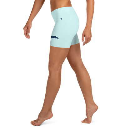 Michigan Upper Peninsula Tight Shorts (w/ UP Outline) | Cyan