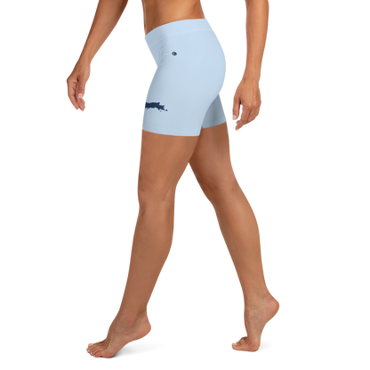 Michigan Upper Peninsula Tight Shorts (w/ UP Outline) | Light Blue