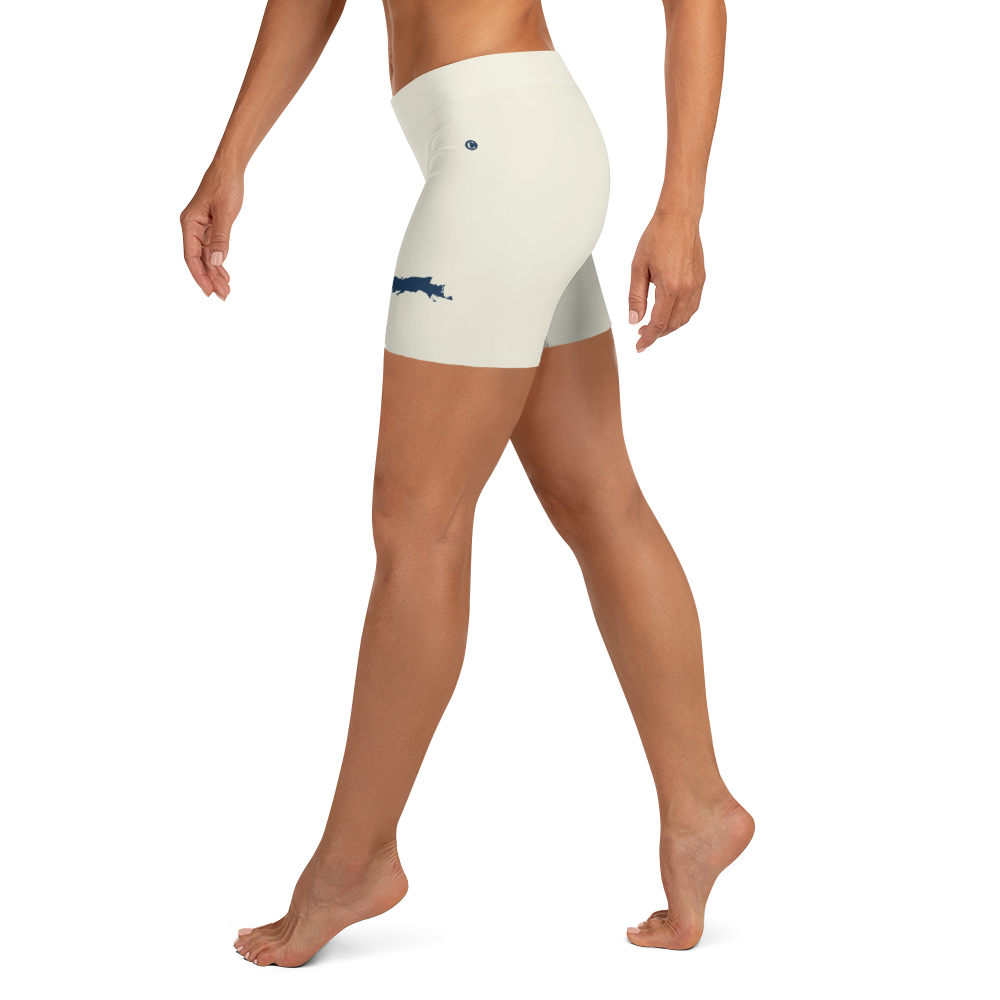 Michigan Upper Peninsula Tight Shorts (w/ UP Outline) | Ivory White