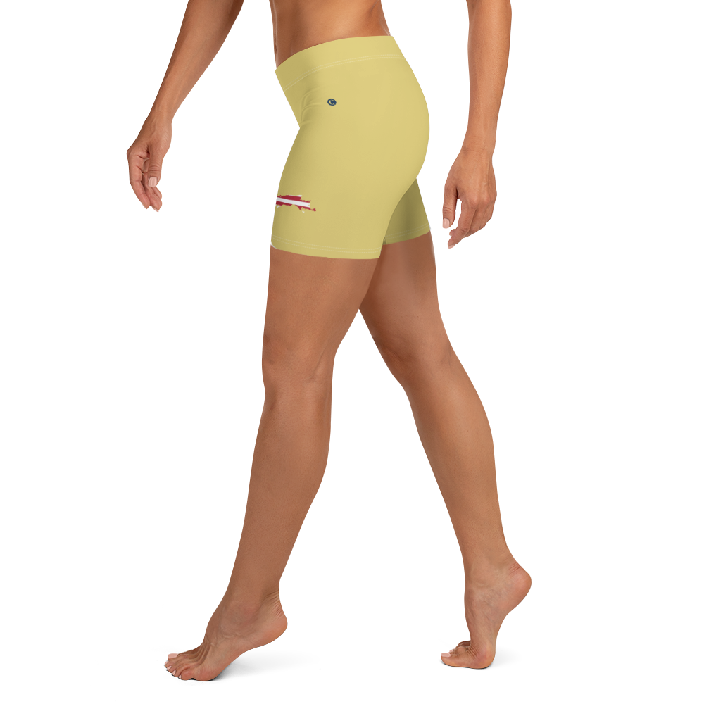 Michigan Upper Peninsula Tight Shorts (w/ UP Outline) | Plum Yellow