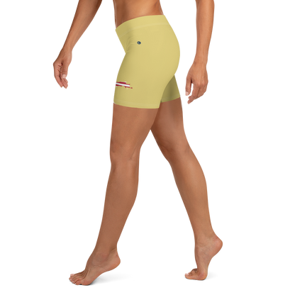 Michigan Upper Peninsula Tight Shorts (w/ UP Outline) | Plum Yellow