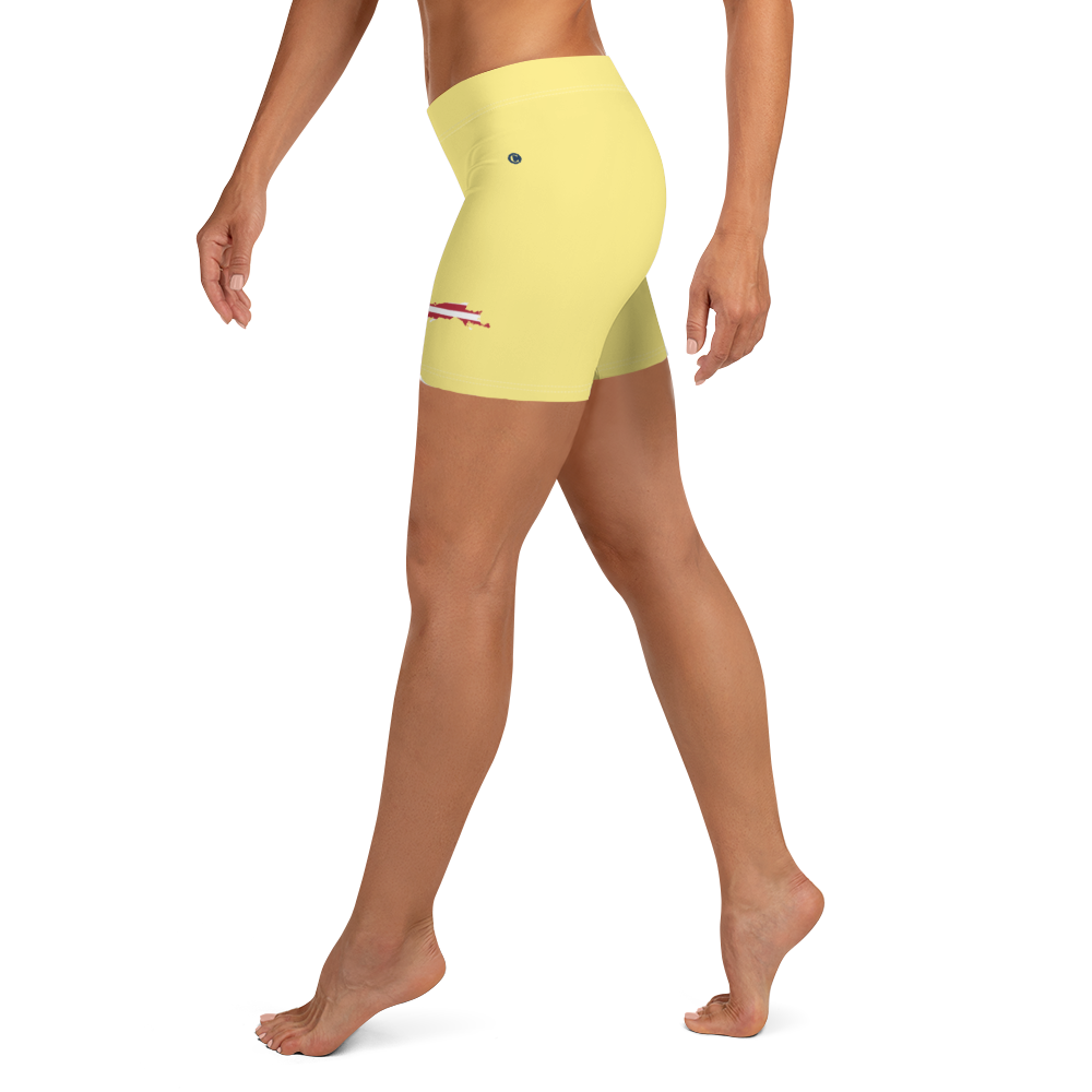 Michigan Upper Peninsula Tight Shorts (w/ UP Outline) | Cherry Yellow